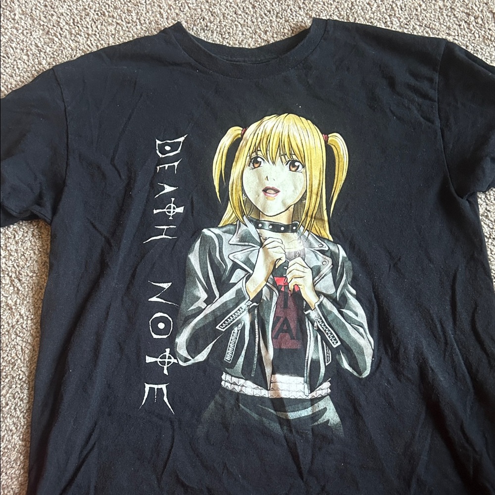 Anime Graphic Women's Short Sleeve Tees - Black & Cream